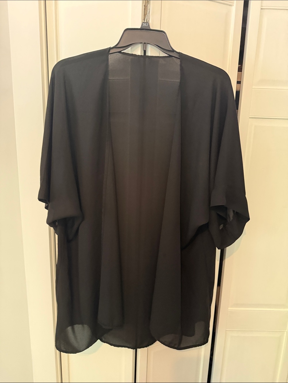 Black Sheer Open Front Kimono Jacket - Women